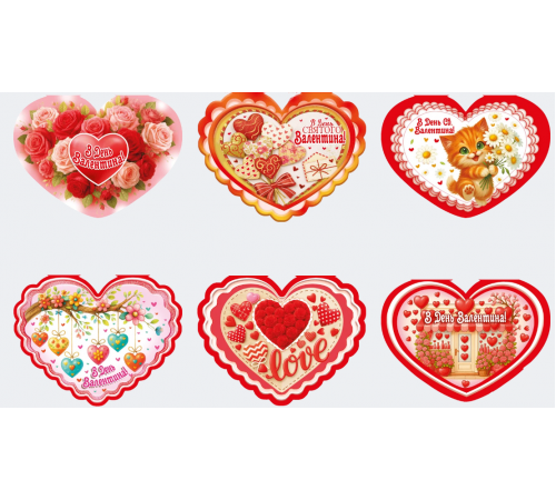 Валентинка двойная Etude с присыпкой в ​​ассортименте