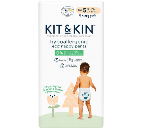 Підгузки-трусики Kit & Kin розмір 5  (12-17 кг) 10 шт