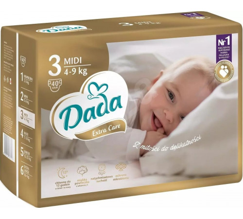 Подгузники детские DADA Extra Care GOLD (3) midi 4-9 кг 40 шт
