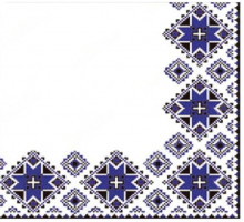 Салфетка La Fleur Вышивка синяя 33х33 см 2 слоя 16 шт