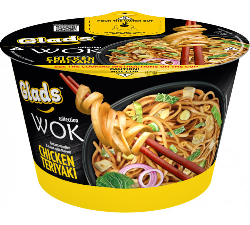 Локшина швидкого приготування Glads WOK з соусом зі смаком Курка Теріякі 95 г Локшина швидкого приготування Glads WOK з соусом зі смаком Курка Теріякі 95 г