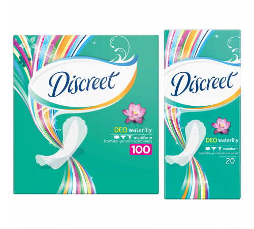 Ежедневные гигиенические прокладки Discreet Multiform Deo Water Lily 100+20 шт