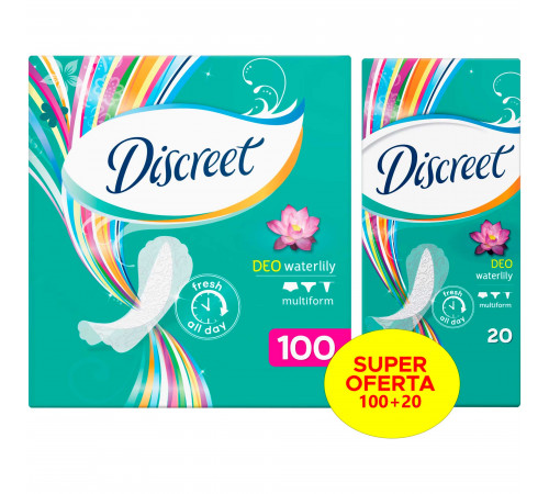 Ежедневные гигиенические прокладки Discreet Multiform Deo Water Lily 100+20 шт