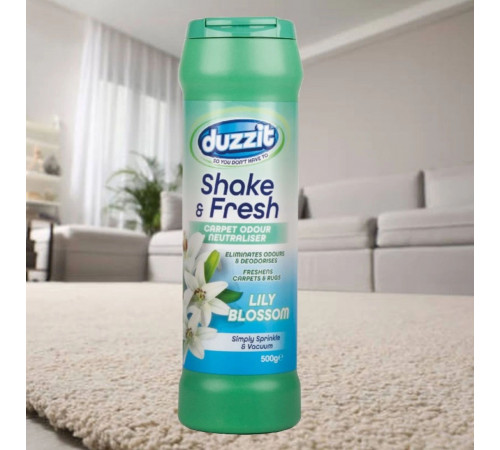 Освіжувач для килимів з нейтралізацією запаху Duzzit Shake & Fresh Лілія 500 г