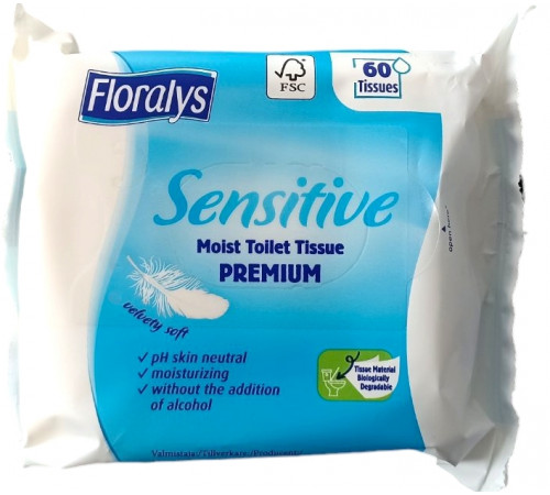 Вологий туалетний папір Floralys Premium Sensitive 60 шт