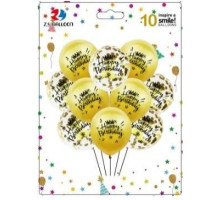 Набір повітряних куль 1212-10-1 Happy birthday 10 х 30 см 10 шт
