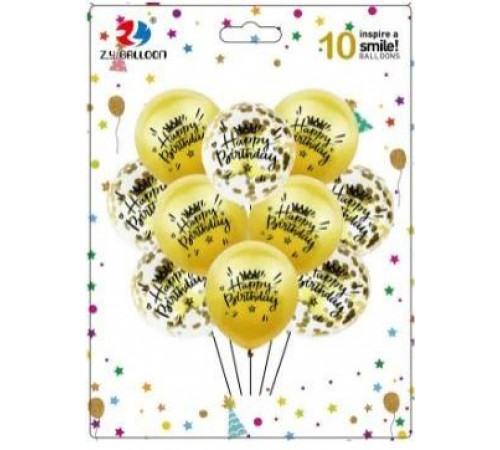 Набір повітряних куль 1212-10-1 Happy birthday 10 х 30 см 10 шт Набір повітряних куль 1212-10-1 Happy birthday 10 х 30 см 10 шт