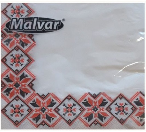 Серветка Malvar вишиванка червона 30*30см 2-ох шарові 40шт