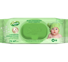 Вологі серветки для дітей Smile Baby з екстрактом ромашки, алоє та вітамінним комплексом з клапаном 72 шт