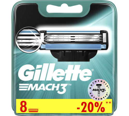 Сменные кассеты для бритья Gillette Mach3 8 шт (цена за 1шт)