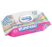 Вологі серветки дитячі Ozone Premium Antibacterial Camomile з клапаном 120 шт