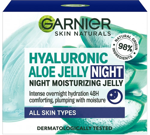 Гиалуроновый увлажняющий Алоэ-гель Garnier Skin Naturals Ночной для всех типов кожи 50 мл