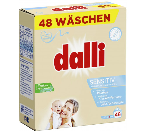 Пральний порошок для дитячих речей Dalli Sensitiv 3.12 кг 48 циклів прання
