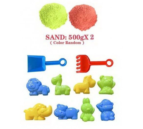 Кінетичний пісок Modeling Sand 3386 В 9 (2 кольори, 8 форм, інструменти) 1000 г
