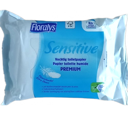 Влажная туалетная бумага Floralys Sensitive Premium 80 шт