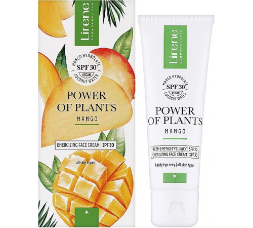 Енергетичний крем для обличчя Lirene Power of Plants Манго SPF 30 50 мл