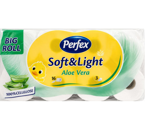 Туалетний папір Perfex Soft & Light Aloe Vera 3 шари 16 рулонів