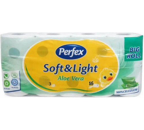 Туалетний папір Perfex Soft & Light Aloe Vera 3 шари 16 рулонів