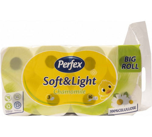 Туалетная бумага Perfex Soft & Light Chamomile 3 слоя 16 рулонов