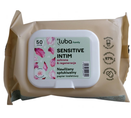 Вологий туалетний папір Luba Family Sensitive Intim 50 шт