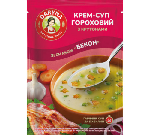 Крем-суп Гороховый Daryna со вкусом Бекон с крутонами 18 г