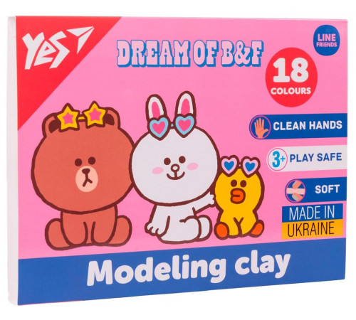 Пластилін Yes 540679 Line Friends 18 кольорів 360 г