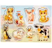 Деревянная игра Рамка-вкладыши Puz-88741 Домашние животные 8 элементов