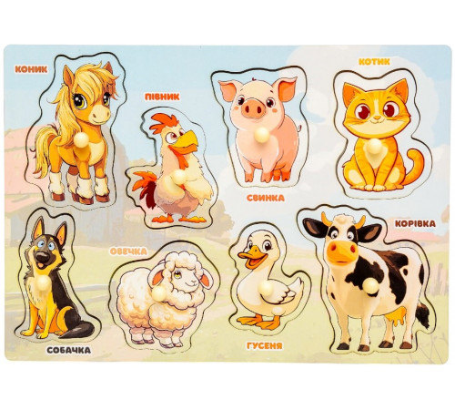 Деревянная игра Рамка-вкладыши Puz-88741 Домашние животные 8 элементов