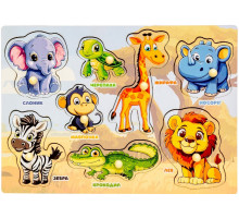 Деревянная игра Рамка-вкладыши Puz-88742 Африканские животные 8 элементов