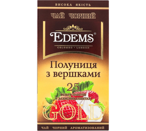 Чай черный Edems Gold Клубника со сливками 50 г 25 пакетиков