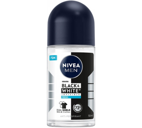 Дезодорант кульковий чоловічий Nivea Black & White Invisible Fresh 50 мл