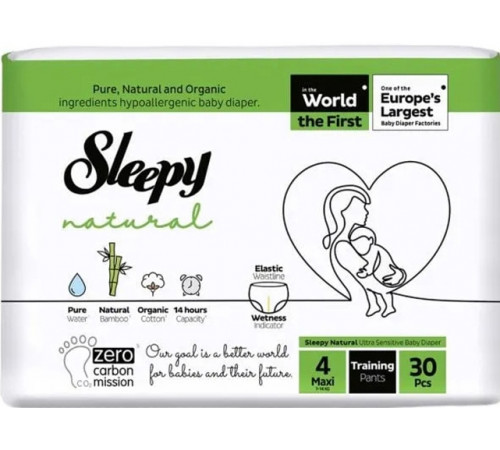 Підгузки-трусики Sleepy Natural 4 (7-14 кг) 30 шт
