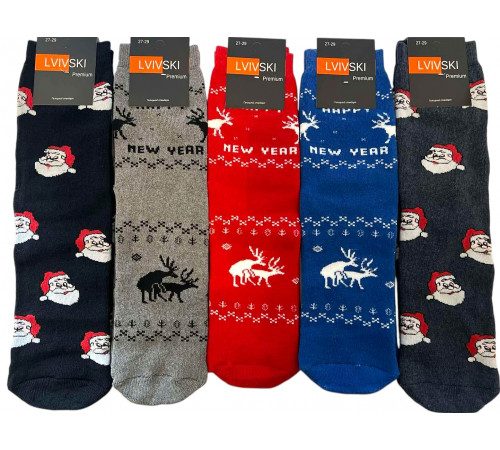Шкарпетки махрові Новорічні Lvivski Premium розмір 27-29
