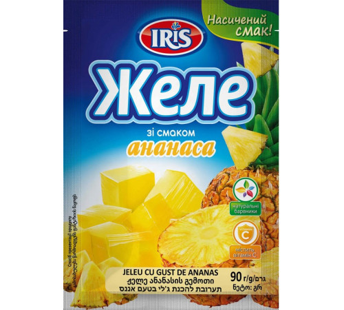 Желе IRIS зі смаком Ананаса 90 г Желе IRIS зі смаком Ананаса 90 г