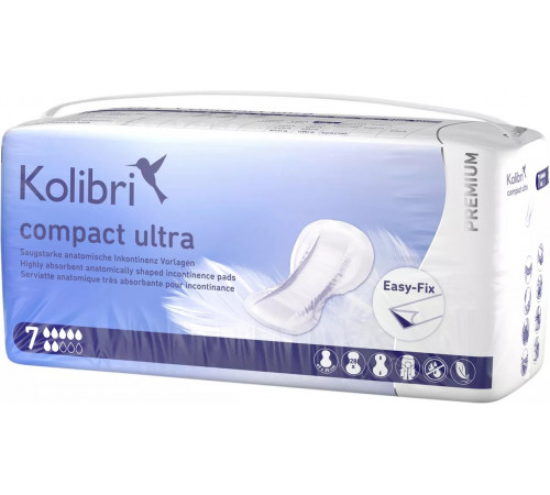 Урологічні прокладки Kolibri Compact Premium Ultra 7 капель (69х35 см) 28 шт