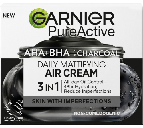 Матирующий гель-крем для лица Garnier Пюр Актив с AHA-BHA кислотами и углем 50 мл