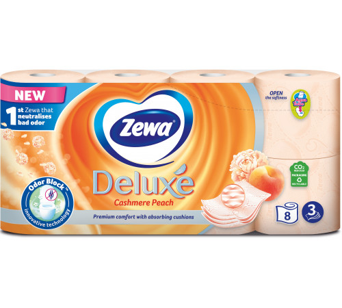 Туалетний папір Zewa Deluxe Cashmere Peach 3 шари 8 рулони