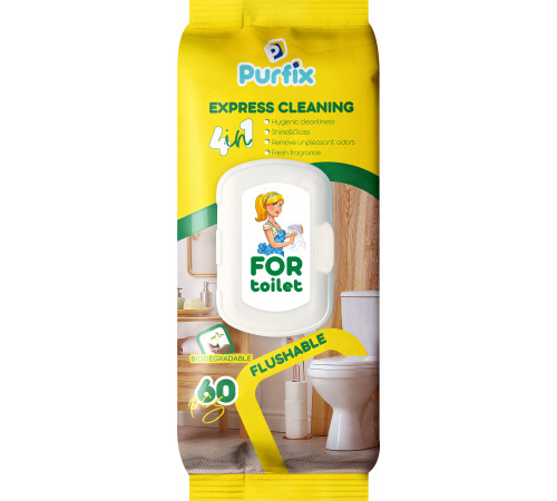 Вологі серветки для догляду за унітазом Purfix 60 шт