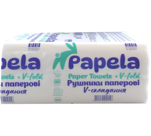 Паперові рушники Papela V-складання двохшарові білі 150 шт