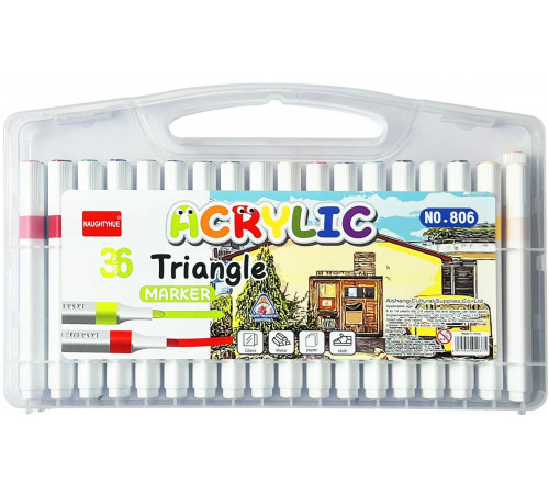 Набір акрилових маркерів 806 Triangle Acrylic Marker 36 кольорів м'який наконечник