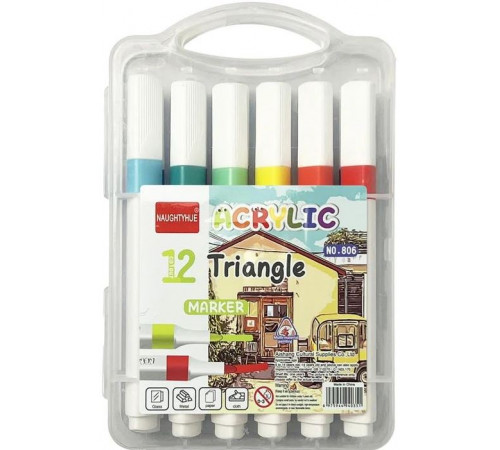 Набір акрилових маркерів 806 Triangle Acrylic Marker 12 кольорів м\'який наконечник