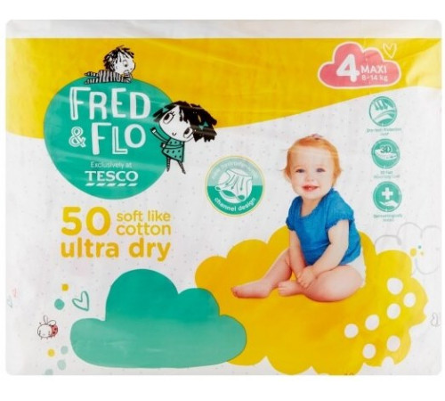 Підгузки Fred&Flo Ultra Dry 4 (8-14 кг) 50 шт