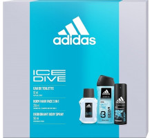 Подарочный набор мужской Adidas Ice Dive (туалетная вода 50 мл + гель для душа 250 мл + дезодорант 150 мл)
