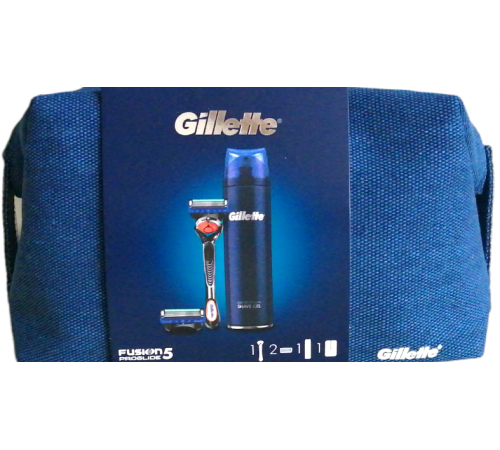 Набір чоловічий Gillette Fusion 5 Proglide в дорожній космитичці (бритва + 2 картриджа + гель для гоління)
