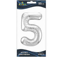Кулька повітряна фольгована Pelican цифра 5 срібло 80 см