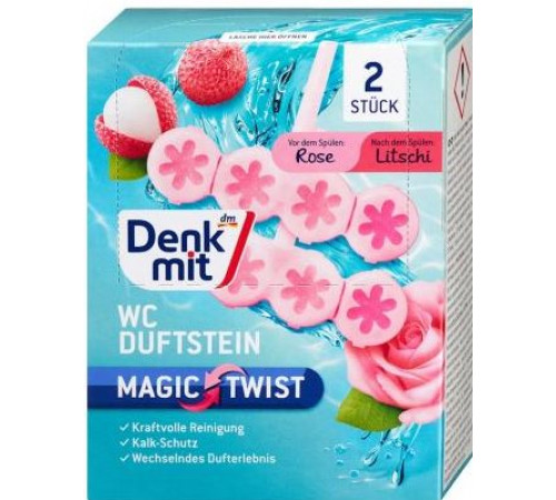 Підвісний туалетний блок Denkmit Magic Twist Rose&Litschi 2 шт Підвісний туалетний блок Denkmit Magic Twist Rose&Litschi 2 шт