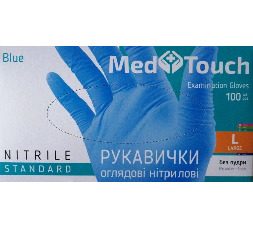 Перчатки нитриловые неопудренные голубые Med Touch L 100 шт