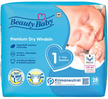 Подгузники Beauty Baby Premium Dry Windeln 1 (2-5кг) 28 шт