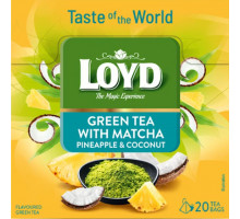 Чай зелений Loyd Матча, Ананас, Кокос у пірамідках 20 шт х 1.5 г
