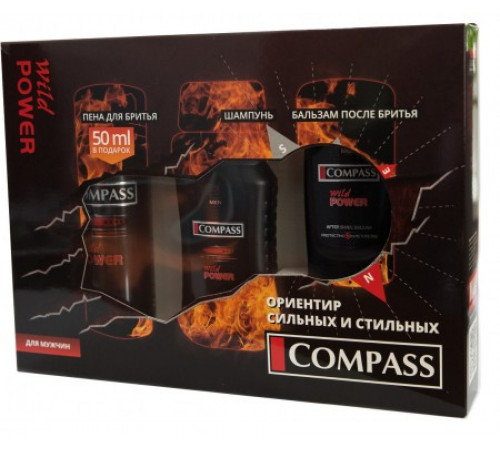 Набір чоловічий Compass Wild Power (шампунь+крем для гоління+бальзам після гоління)